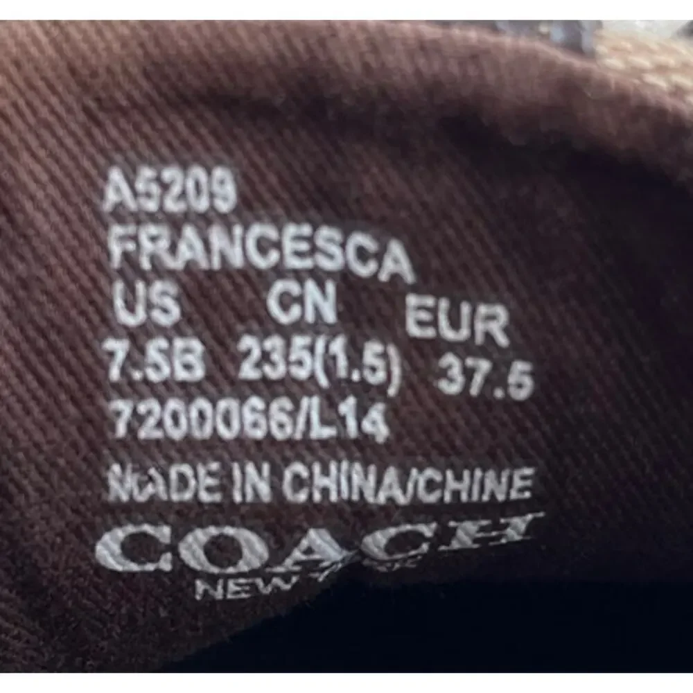 Womens Coach Francesca Sneakers Khaki Shoes Signature Jacquard Canvas Size 7.5